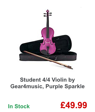 Student 4/4 Violin by Gear4music, Purple Sparkle