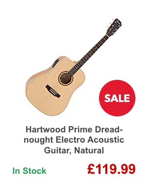 Hartwood Prime Dreadnought Electro Acoustic Guitar, Natural