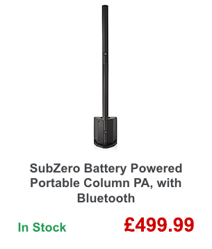 SubZero Battery Powered Portable Column PA, with Bluetooth