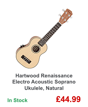 Hartwood Renaissance Electro Acoustic Soprano Ukulele, Natural