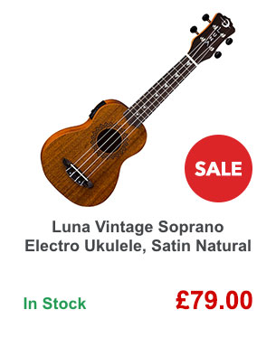 Luna Vintage Soprano Electro Ukulele, Satin Natural