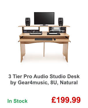 3 Tier Pro Audio Studio Desk by Gear4music, 8U, Natural