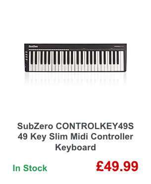 SubZero CONTROLKEY49S 49 Key Slim Midi Controller Keyboard