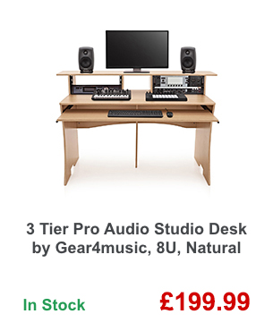 3 Tier Pro Audio Studio Desk by Gear4music, 8U, Natural