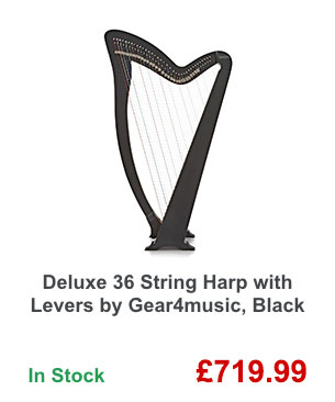 Deluxe 36 String Harp with Levers by Gear4music, Black