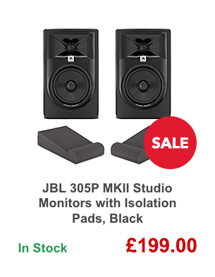 JBL 305P MKII Studio Monitors with Isolation Pads, Black