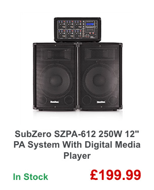 SubZero SZPA-612 250W 12 inch PA System With Digital Media Player