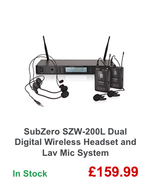 SubZero SZW-200L Dual Digital Wireless Headset and Lav Mic System