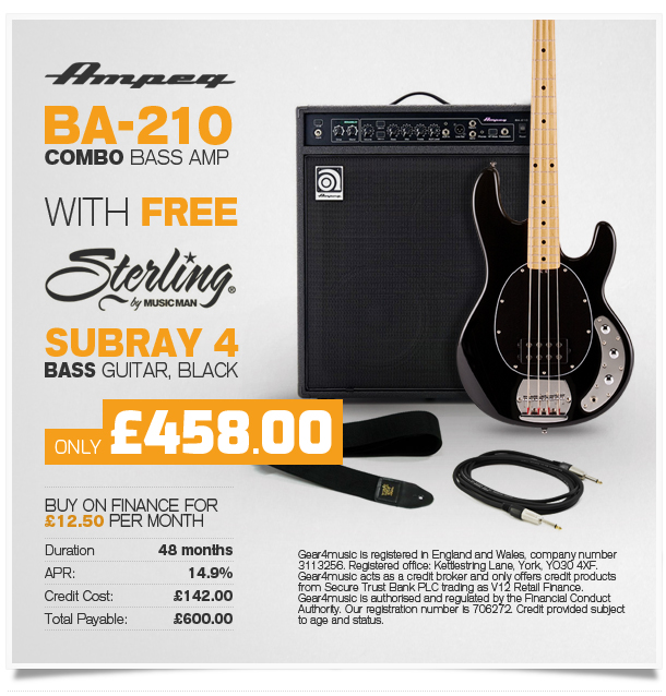 Ampeg BA-210 V2 Combo + Free Sterling by Music Man Sub Ray 4, Black.