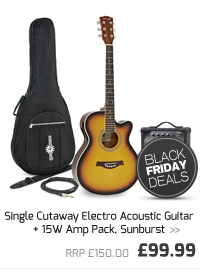 Single Cutaway Electro Acoustic Guitar + 15W Amp Pack, Sunburst.